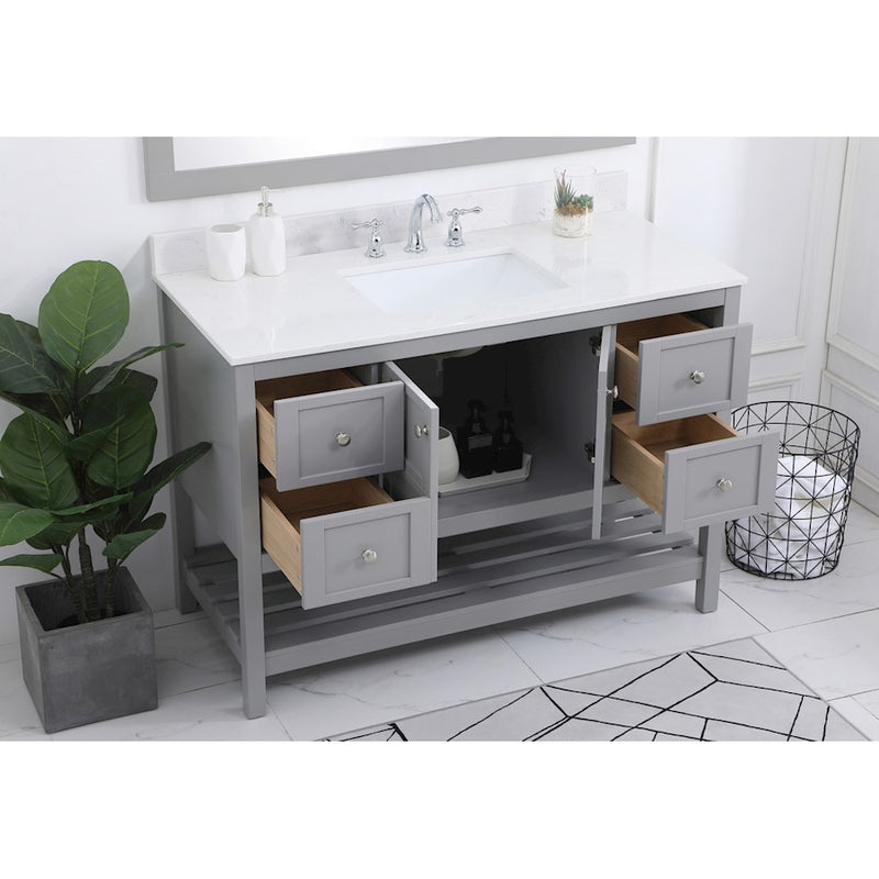 Elegant Theo 48" Single Bathroom Vanity, Gray/Backsplash