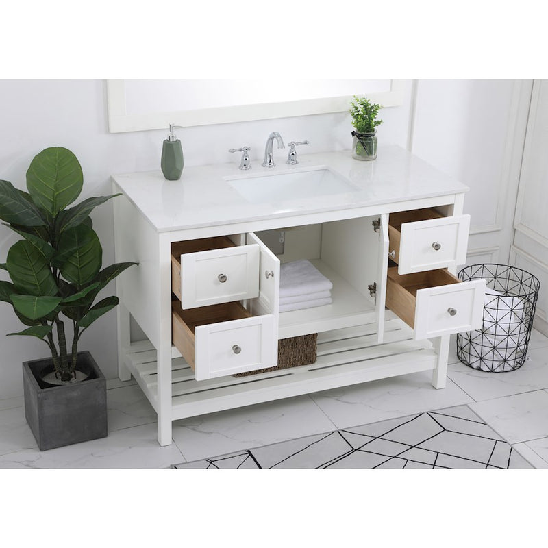 Elegant Kitchen/Bath Theo 48" Single Bathroom Vanity, White