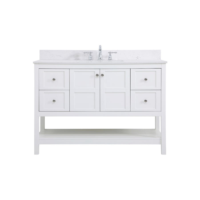 Elegant Theo 48" Single Bathroom Vanity, White/Backsplash - VF16448WH-BS