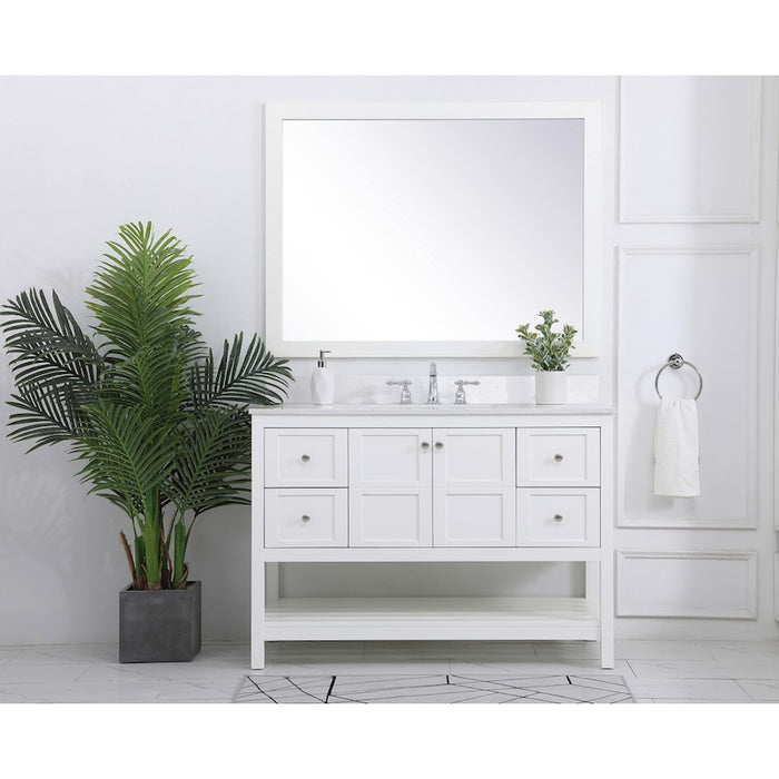 Elegant Theo 48" Single Bathroom Vanity, White/Backsplash