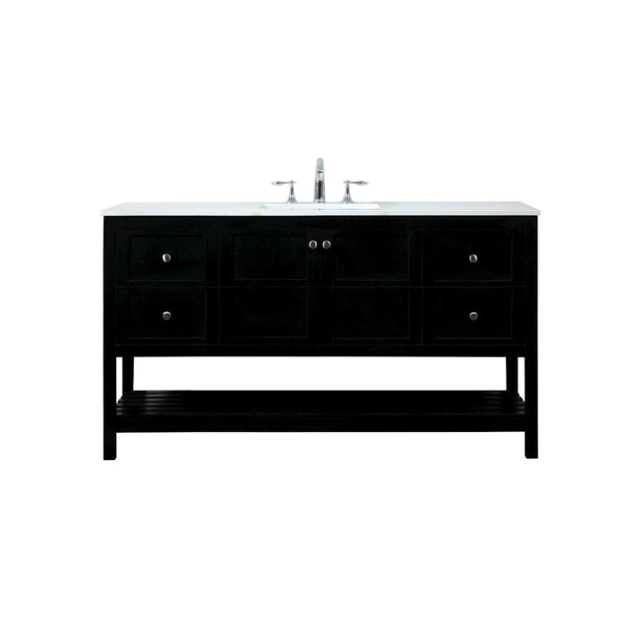 Elegant Kitchen/Bath Theo 60" Single Bathroom Vanity, Black - VF16460BK