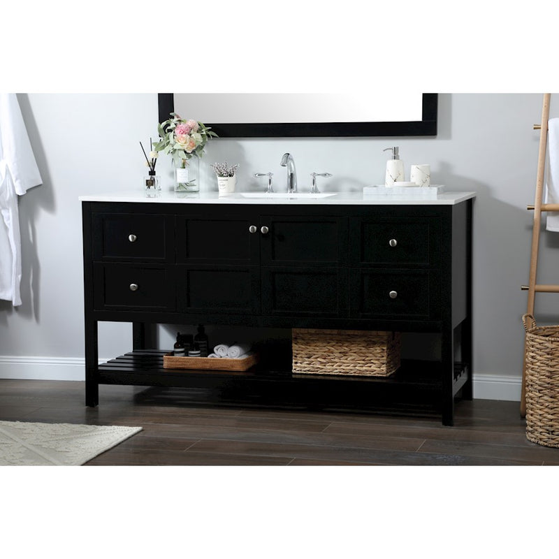 Elegant Kitchen/Bath Theo 60" Single Bathroom Vanity, Black