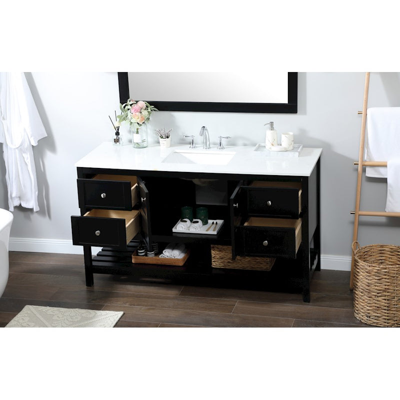 Elegant Kitchen/Bath Theo 60" Single Bathroom Vanity, Black