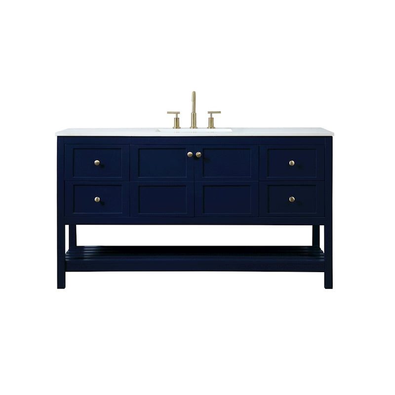 Elegant Kitchen/Bath Theo 60" Single Bathroom Vanity, Blue - VF16460BL