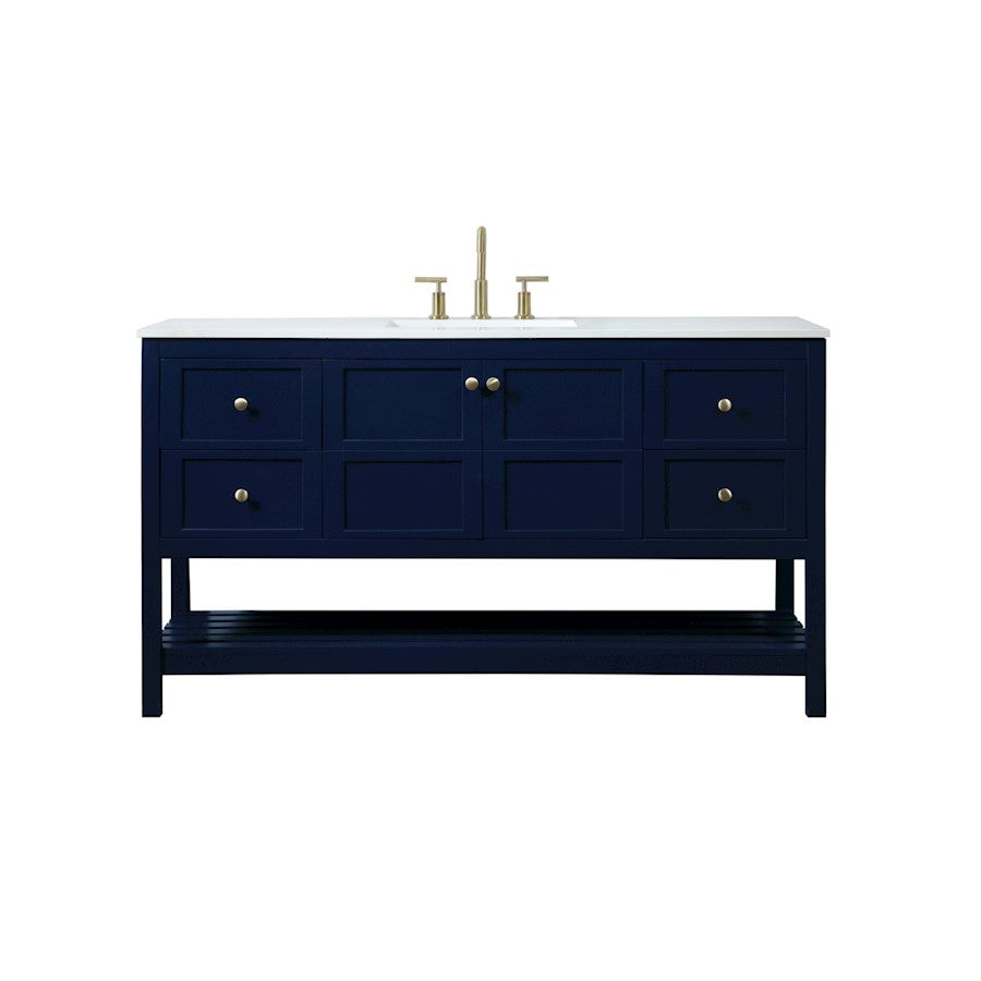 Elegant Kitchen/Bath Theo 60" Single Bathroom Vanity, Blue - VF16460BL