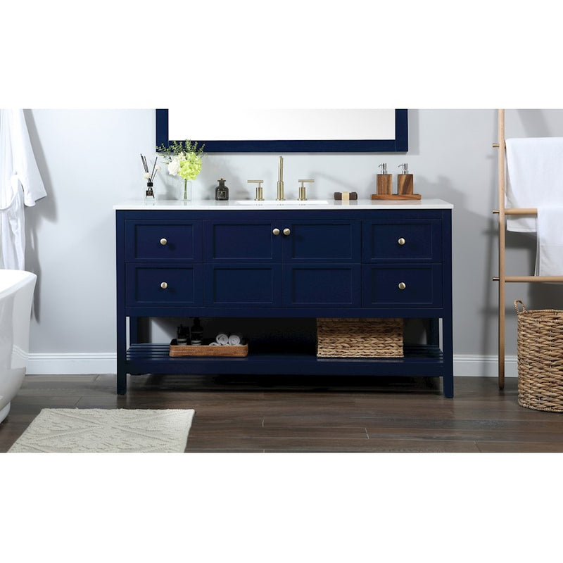 Elegant Kitchen/Bath Theo 60" Single Bathroom Vanity, Blue