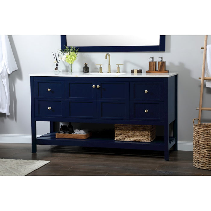 Elegant Kitchen/Bath Theo 60" Single Bathroom Vanity, Blue
