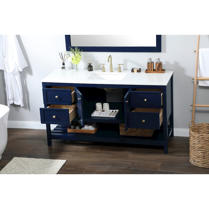 Elegant Kitchen/Bath Theo 60" Single Bathroom Vanity, Blue