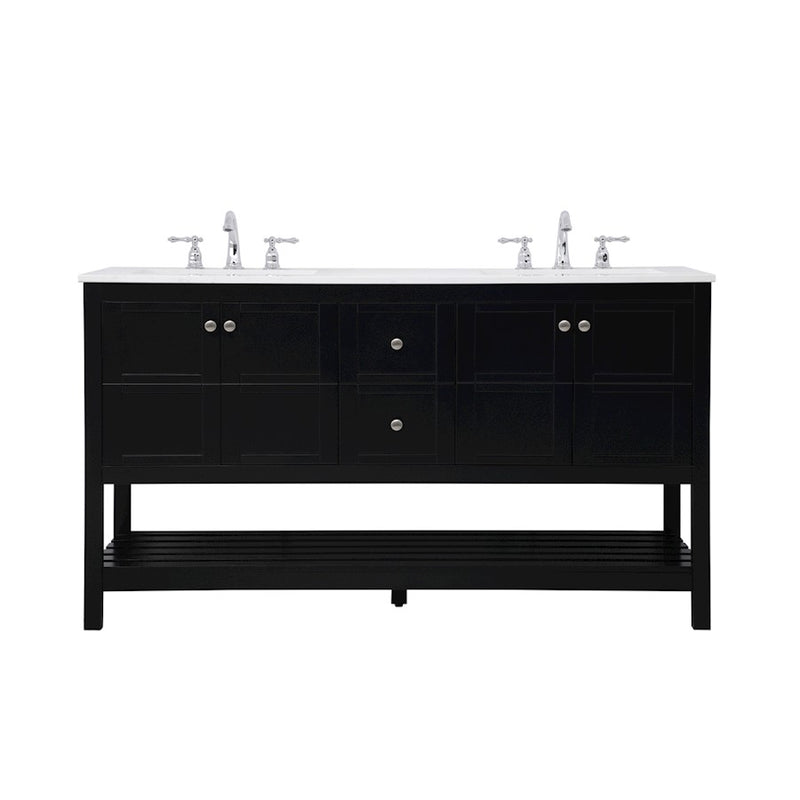 Elegant Kitchen/Bath Theo 60" Double Bathroom Vanity, Black - VF16460DBK