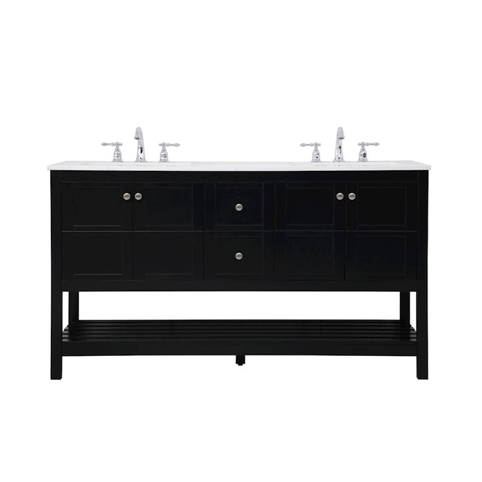 Elegant Kitchen/Bath Theo 60" Double Bathroom Vanity, Black - VF16460DBK