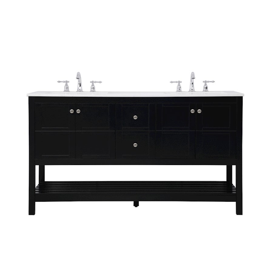 Elegant Kitchen/Bath Theo 60" Double Bathroom Vanity, Black - VF16460DBK
