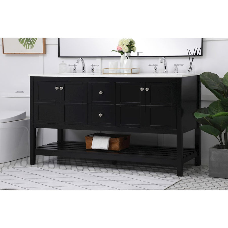 Elegant Kitchen/Bath Theo 60" Double Bathroom Vanity, Black
