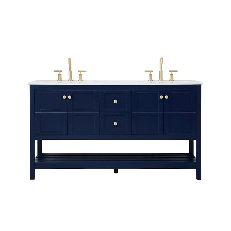 Elegant Kitchen/Bath Theo 60" Double Bathroom Vanity, Blue - VF16460DBL