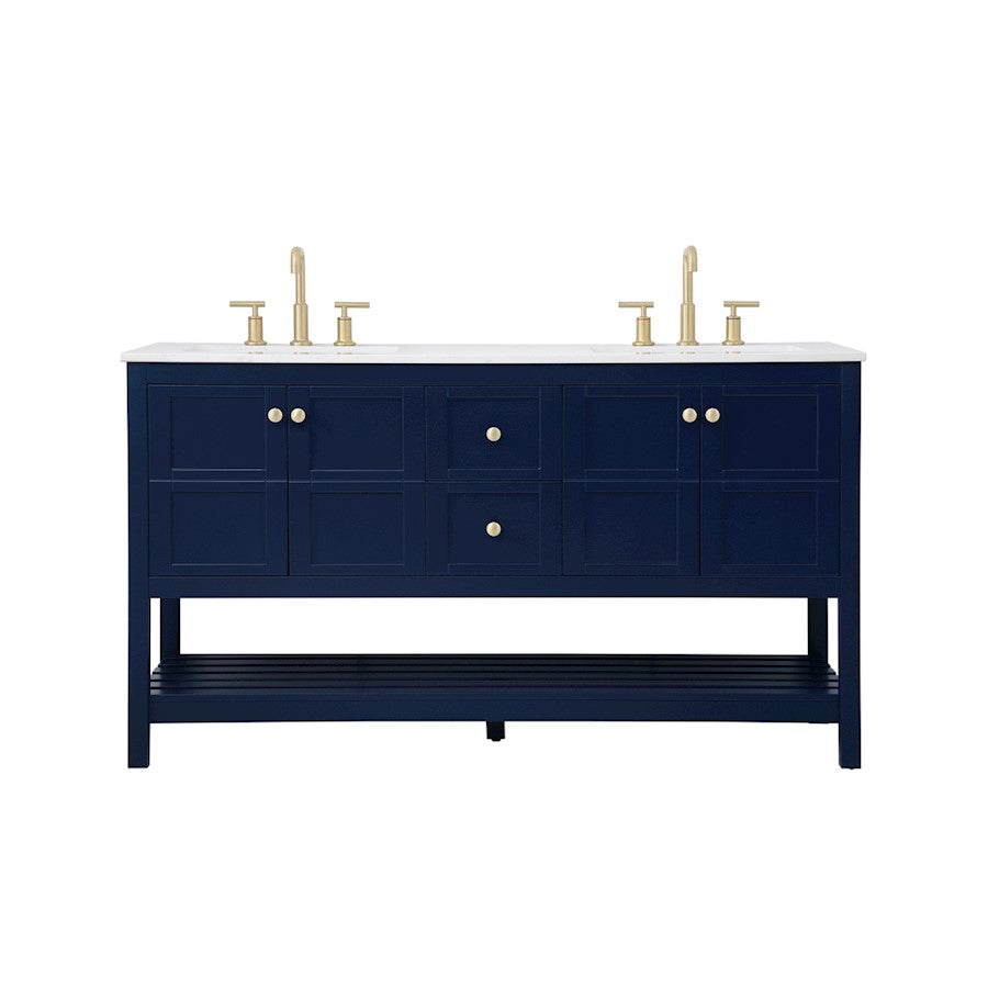 Elegant Kitchen/Bath Theo 60" Double Bathroom Vanity, Blue - VF16460DBL