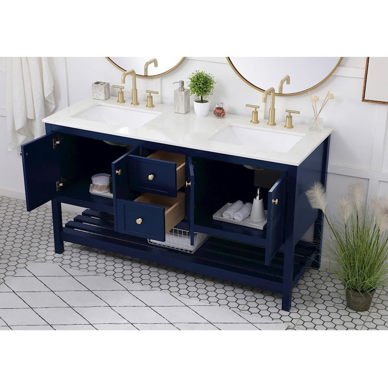 Elegant Kitchen/Bath Theo 60" Double Bathroom Vanity, Blue