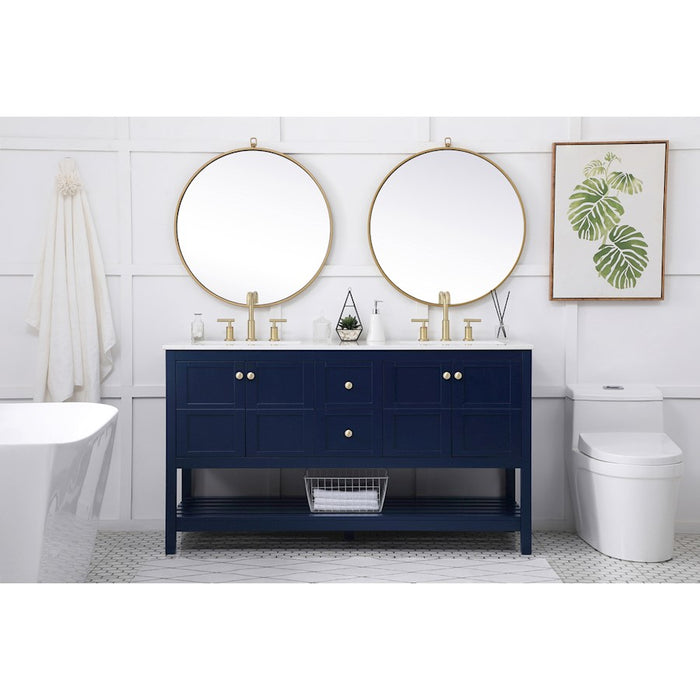 Elegant Kitchen/Bath Theo 60" Double Bathroom Vanity, Blue