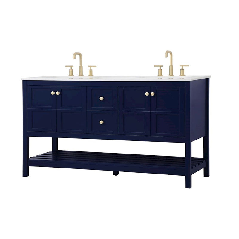 Elegant Kitchen/Bath Theo 60" Double Bathroom Vanity, Blue