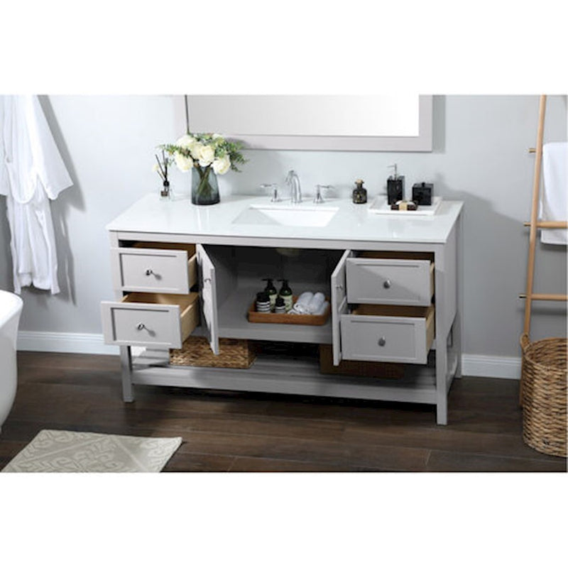 Elegant Kitchen/Bath Theo 60" Single Bathroom Vanity, Gray