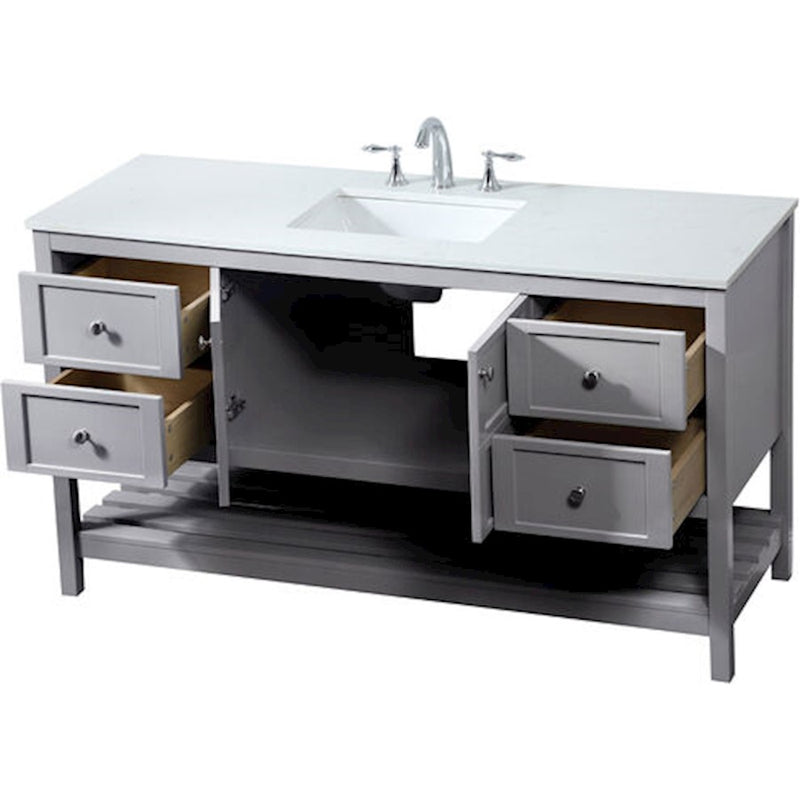 Elegant Kitchen/Bath Theo 60" Single Bathroom Vanity, Gray