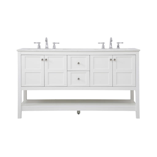 Elegant Kitchen/Bath Theo 60" Double Bathroom Vanity, White - VF16460DWH