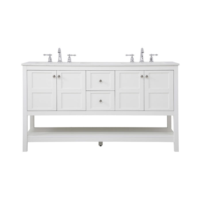Elegant Kitchen/Bath Theo 60" Double Bathroom Vanity, White - VF16460DWH