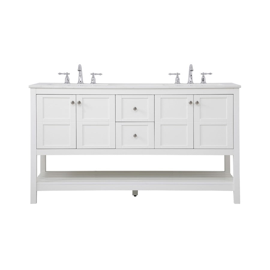 Elegant Kitchen/Bath Theo 60" Double Bathroom Vanity, White - VF16460DWH