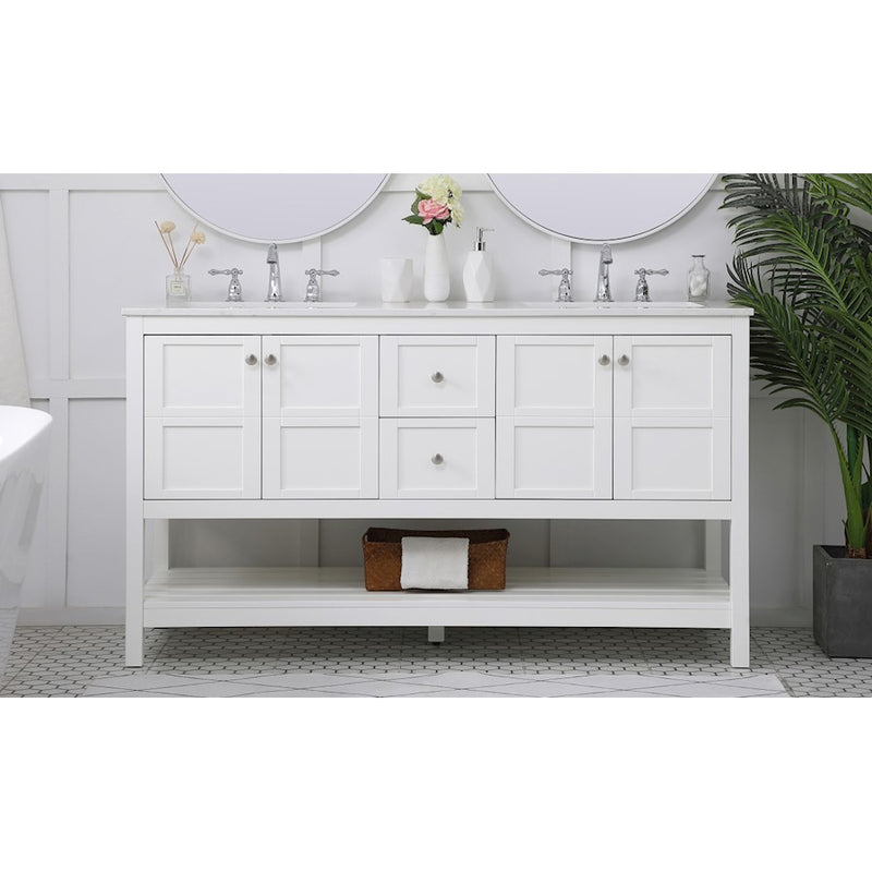 Elegant Kitchen/Bath Theo 60" Double Bathroom Vanity, White