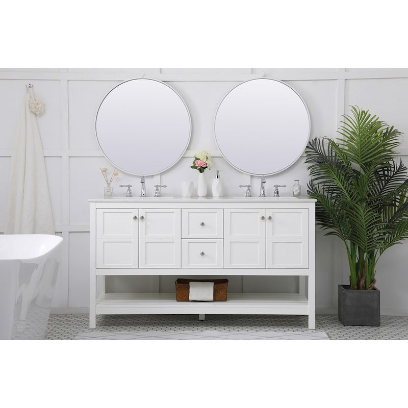 Elegant Kitchen/Bath Theo 60" Double Bathroom Vanity, White