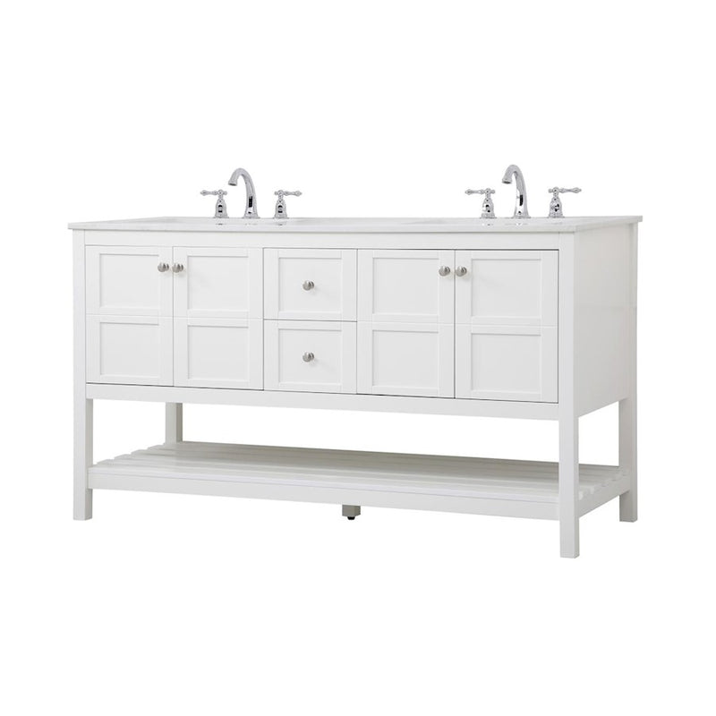 Elegant Kitchen/Bath Theo 60" Double Bathroom Vanity, White