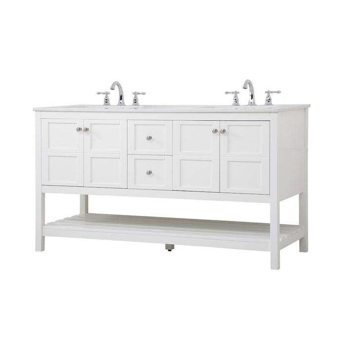 Elegant Kitchen/Bath Theo 60" Double Bathroom Vanity, White