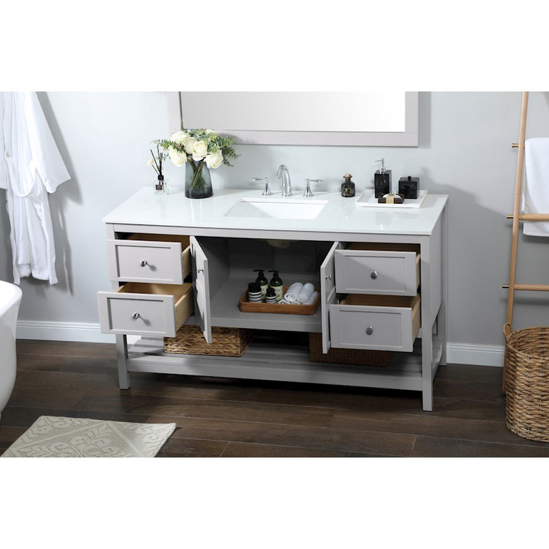 Elegant Kitchen/Bath Theo 60" Single Bathroom Vanity, Grey