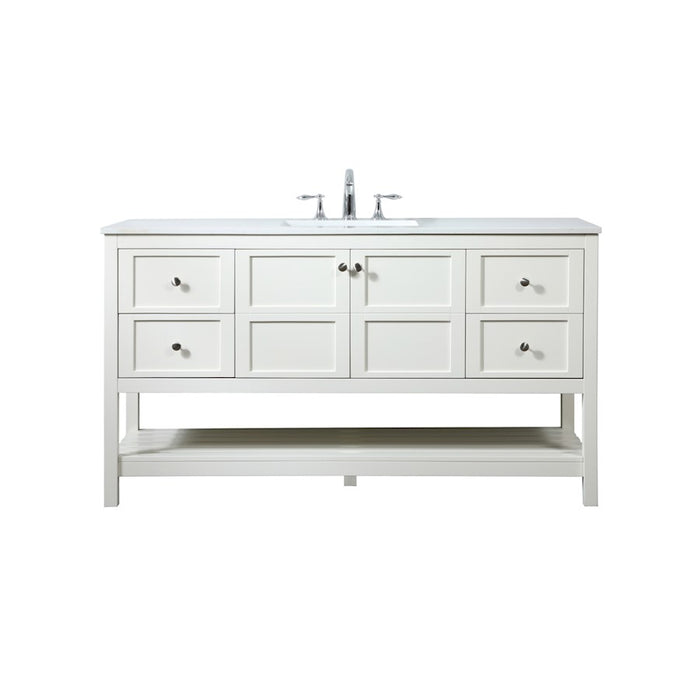 Elegant Kitchen/Bath Theo 60" Single Bathroom Vanity, White - VF16460WH