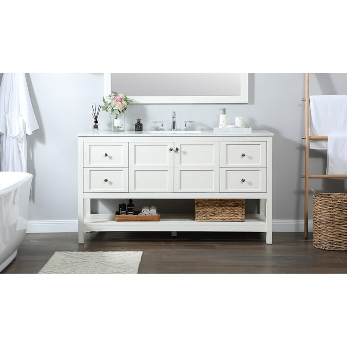 Elegant Kitchen/Bath Theo 60" Single Bathroom Vanity, White