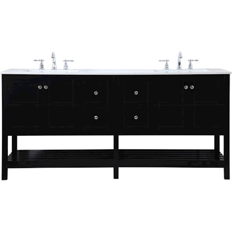 Elegant Kitchen/Bath Theo 72" Double Bathroom Vanity, Black - VF16472DBK