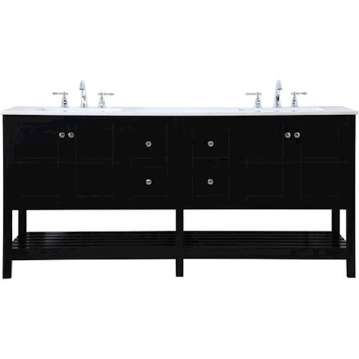 Elegant Kitchen/Bath Theo 72" Double Bathroom Vanity, Black - VF16472DBK