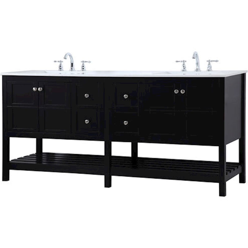 Elegant Kitchen/Bath Theo 72" Double Bathroom Vanity, Black