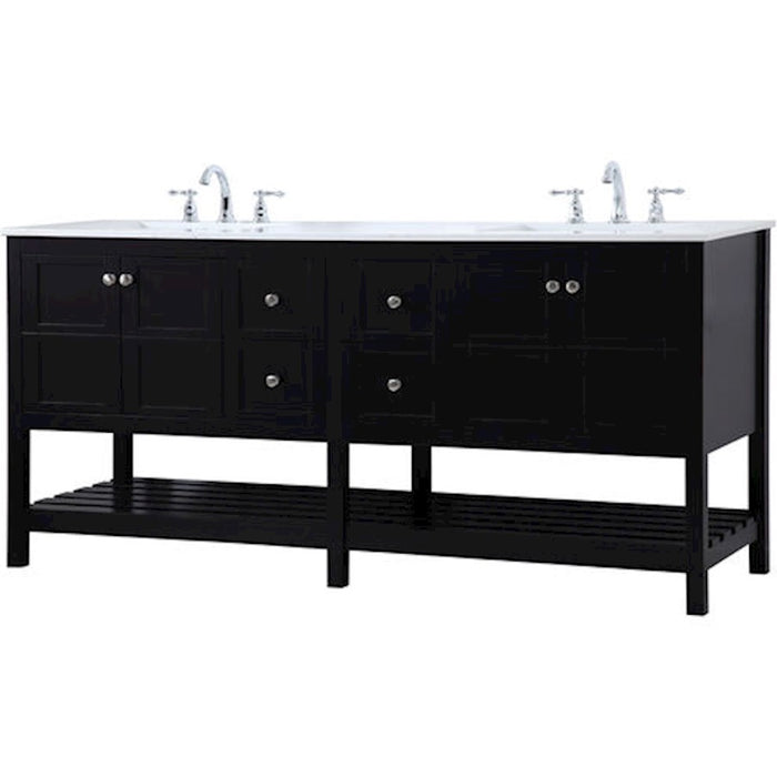 Elegant Kitchen/Bath Theo 72" Double Bathroom Vanity, Black