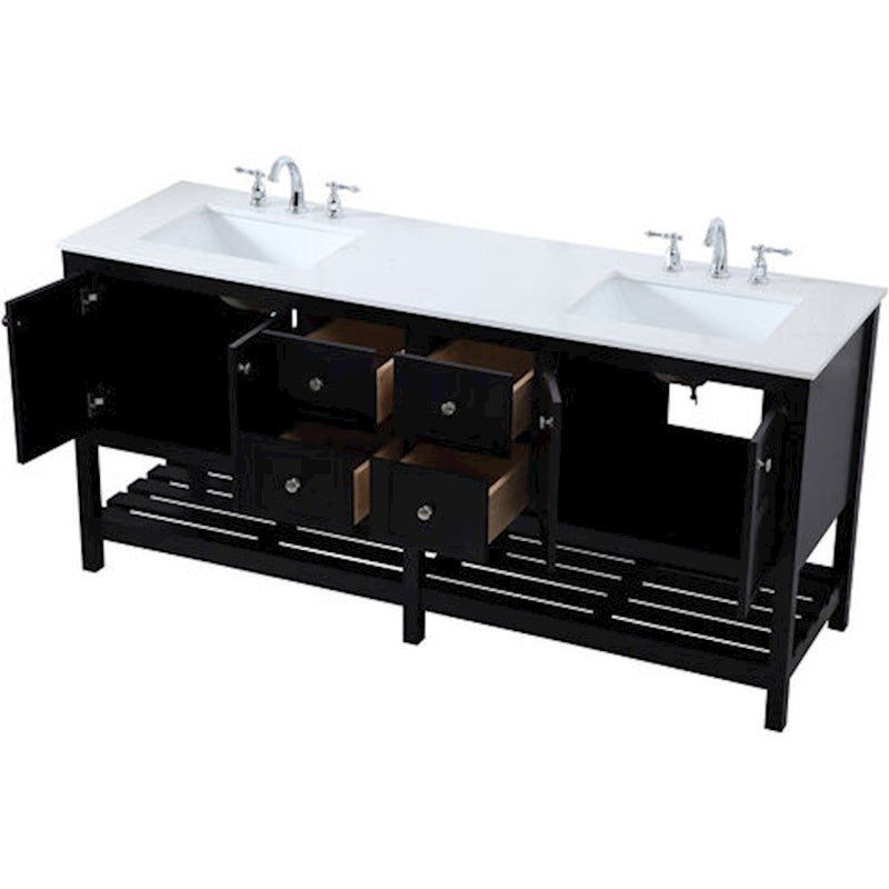 Elegant Kitchen/Bath Theo 72" Double Bathroom Vanity, Black