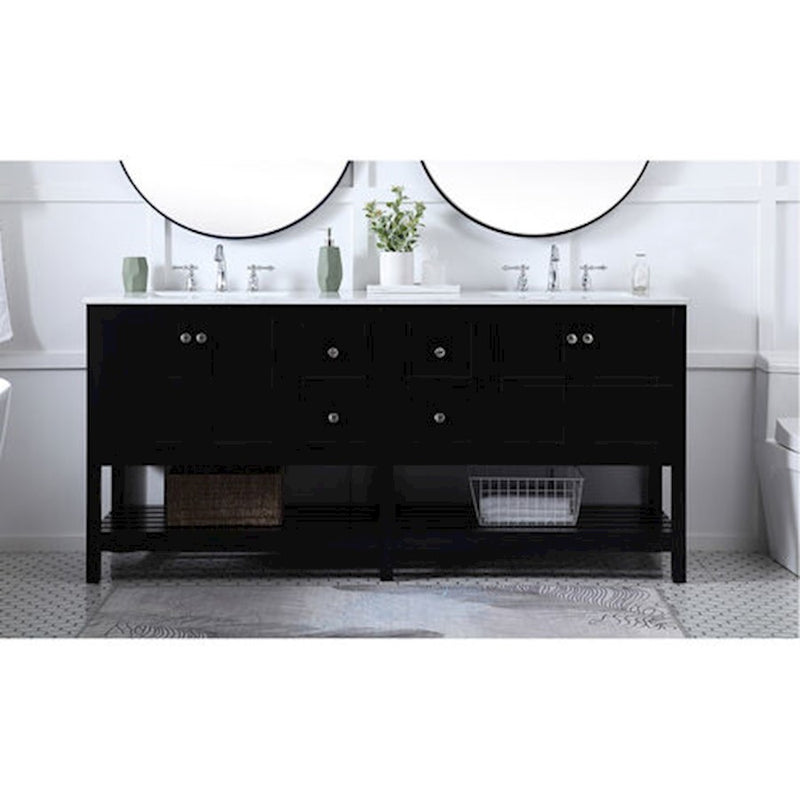 Elegant Kitchen/Bath Theo 72" Double Bathroom Vanity, Black