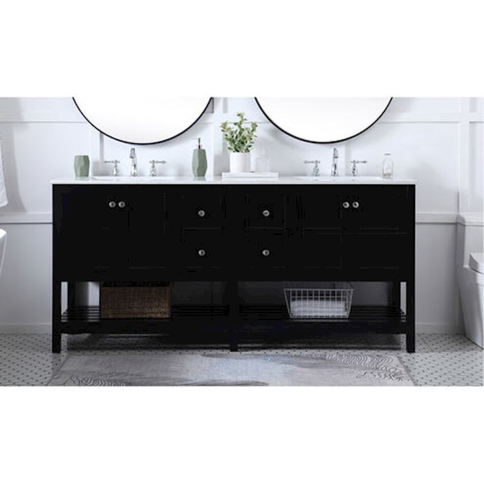 Elegant Kitchen/Bath Theo 72" Double Bathroom Vanity, Black