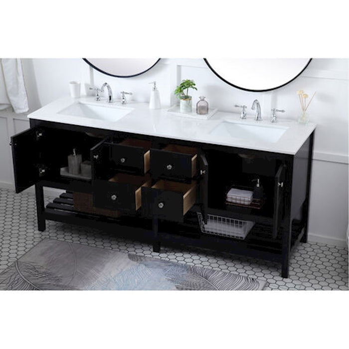 Elegant Kitchen/Bath Theo 72" Double Bathroom Vanity, Black