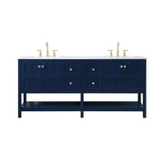 Elegant Kitchen/Bath Theo 72" Double Bathroom Vanity, Blue - VF16472DBL