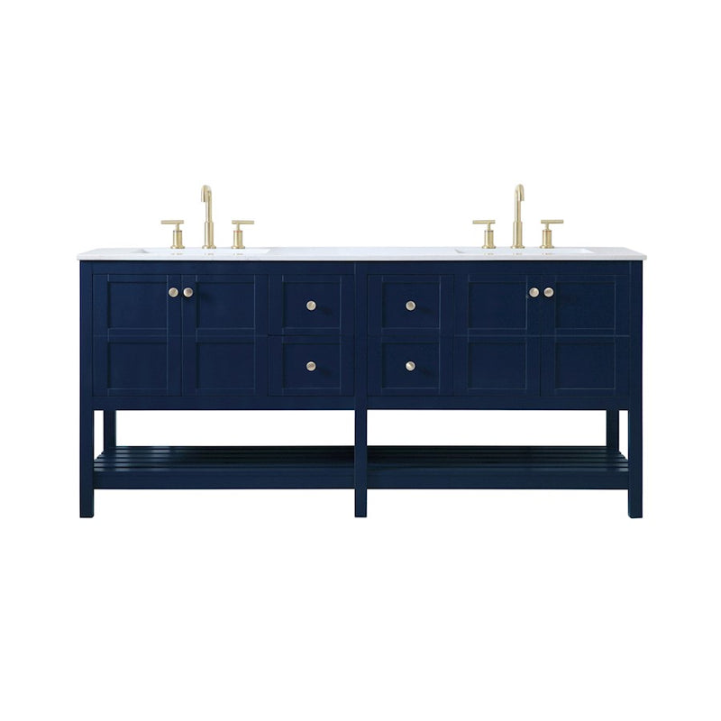 Elegant Kitchen/Bath Theo 72" Double Bathroom Vanity, Blue - VF16472DBL