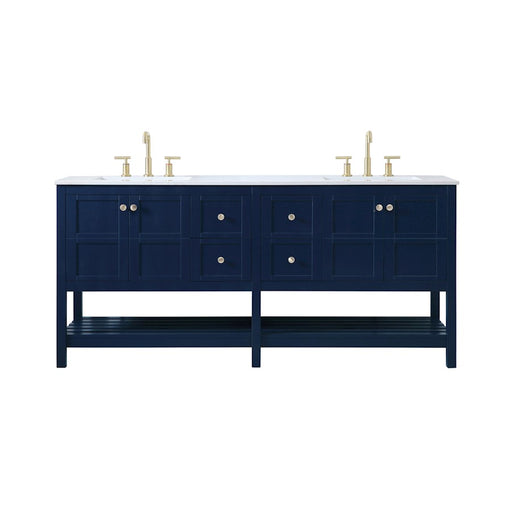 Elegant Kitchen/Bath Theo 72" Double Bathroom Vanity, Blue - VF16472DBL