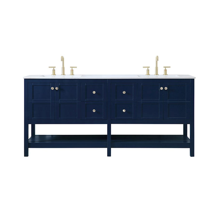 Elegant Kitchen/Bath Theo 72" Double Bathroom Vanity, Blue - VF16472DBL