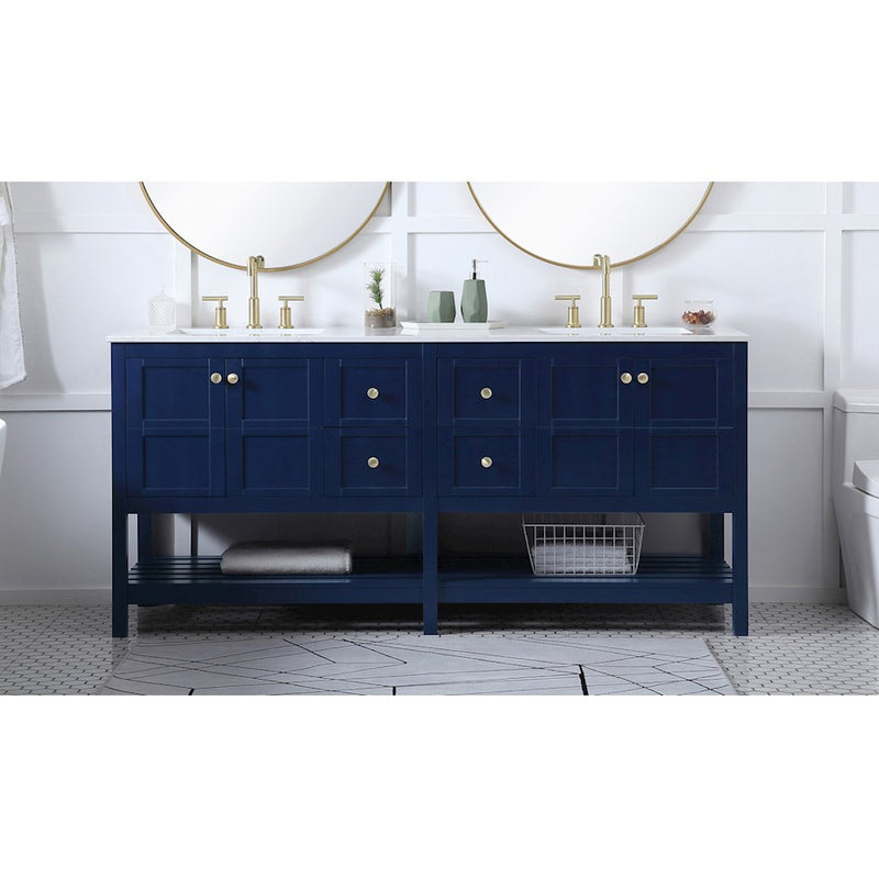 Elegant Kitchen/Bath Theo 72" Double Bathroom Vanity, Blue