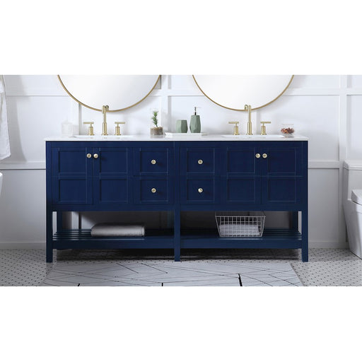 Elegant Kitchen/Bath Theo 72" Double Bathroom Vanity, Blue