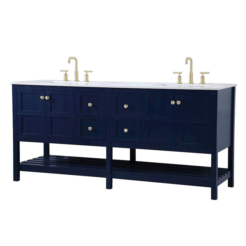 Elegant Kitchen/Bath Theo 72" Double Bathroom Vanity, Blue