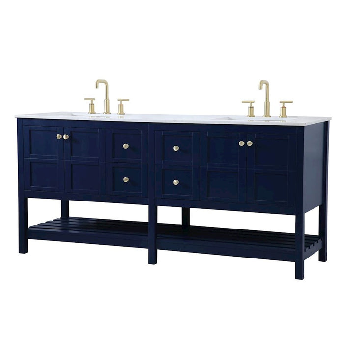 Elegant Kitchen/Bath Theo 72" Double Bathroom Vanity, Blue