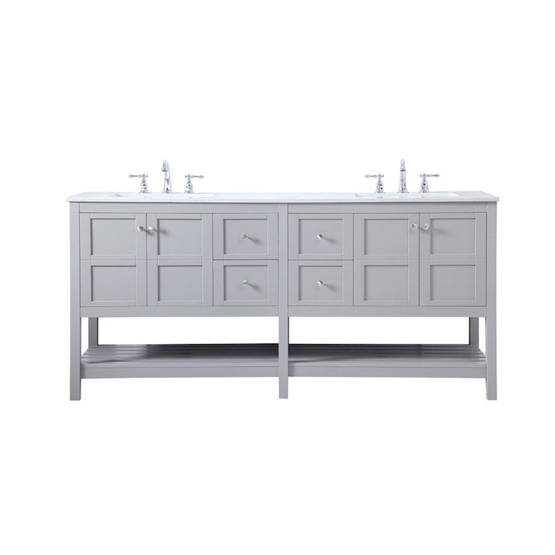 Elegant Kitchen/Bath Theo 72" Double Bathroom Vanity, Gray - VF16472DGR